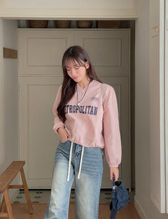 Vネック長袖クロップTシャツ PINK