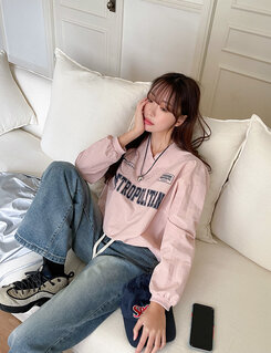 Vネック長袖クロップTシャツ PINK