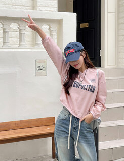Vネック長袖クロップTシャツ PINK