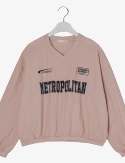 Vネック長袖クロップTシャツ