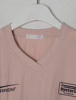 Vネック長袖クロップTシャツ