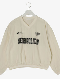 Vネック長袖クロップTシャツ