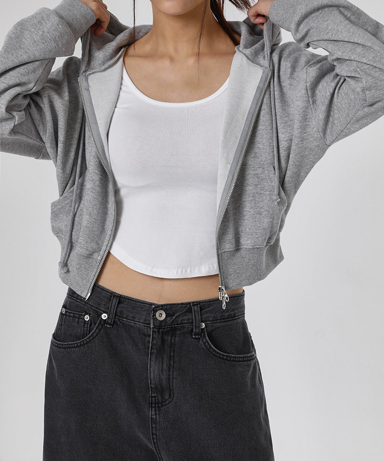 ダブルジップアップクロップパーカー｜ジャンパー｜韓国