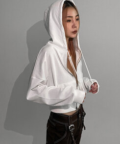 ダブルジップアップクロップパーカー｜ジャンパー｜韓国