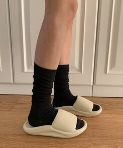 靴下・タイツ リブハイソックス BLACK