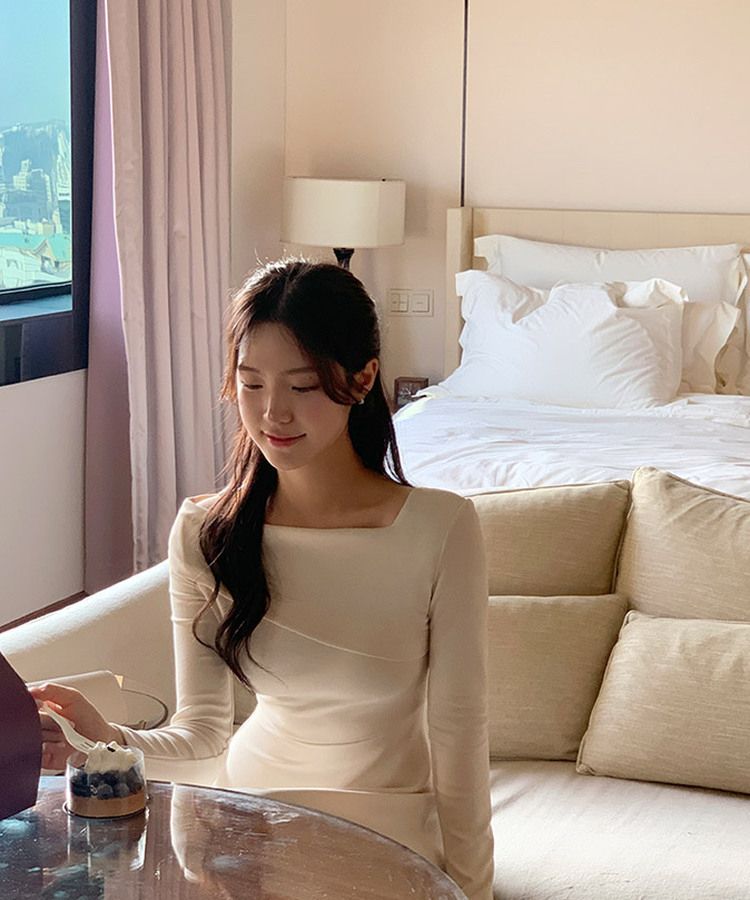 オフショルダーフレアワンピース｜ロングワンピース｜韓国