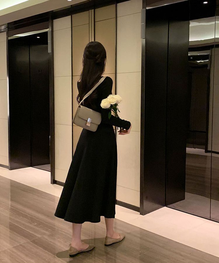 オフショルダーフレアワンピース｜ロングワンピース｜韓国