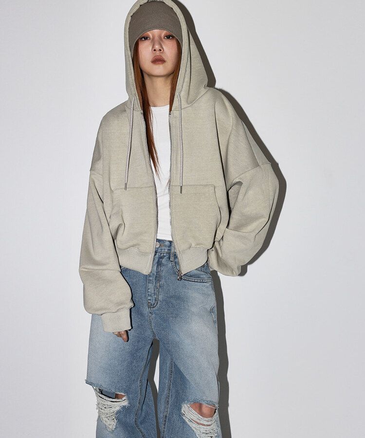 ピグメントジップアップパーカー｜ジャンパー｜韓国ファッション通販 SONA