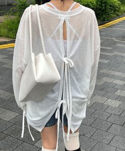 スクエアレザーショルダーバッグ WHITE
