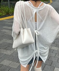 スクエアレザーショルダーバッグ WHITE
