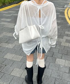 スクエアレザーショルダーバッグ WHITE