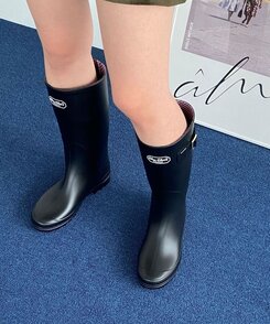 ブーツ ベルトロングレインブーツ BLACK