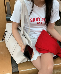 ポケットレザービッグショルダーバッグ IVORY