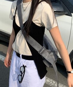 マルチポケットカジュアルショルダークロスバッグ Dark Brown