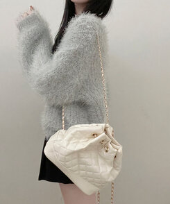 샤인앙고라퍼브이넥루즈핏니트가디건 카키