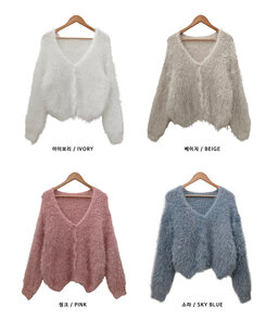 샤인앙고라퍼브이넥루즈핏니트가디건