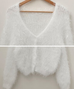 샤인앙고라퍼브이넥루즈핏니트가디건