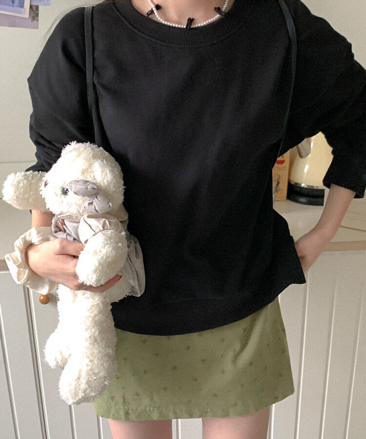 コットンサイドスリットトレーナー BLACK