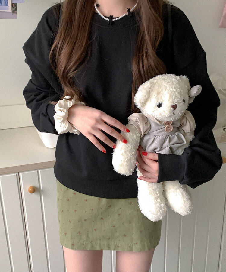 コットンサイドスリットトレーナー BLACK