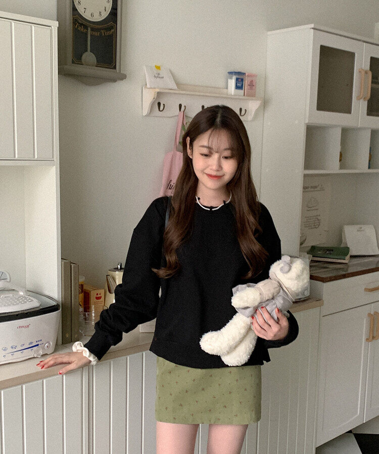 コットンサイドスリットトレーナー BLACK