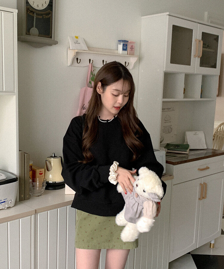 コットンサイドスリットトレーナー BLACK