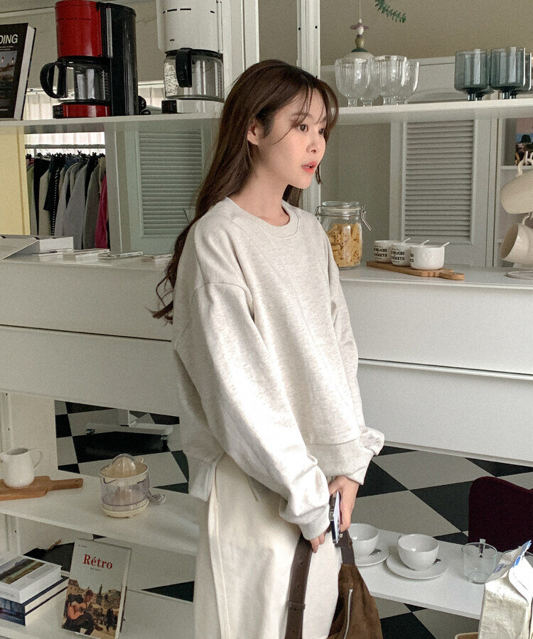 コットンサイドスリットトレーナー OATMEAL