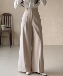 スラックス センタープレスバギースラックス LIGHT BEIGE