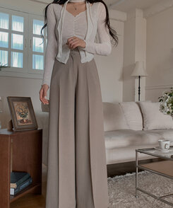 スラックス センタープレスバギースラックス BEIGE