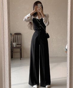 スラックス センタープレスバギースラックス BLACK