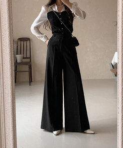 スラックス センタープレスバギースラックス BLACK
