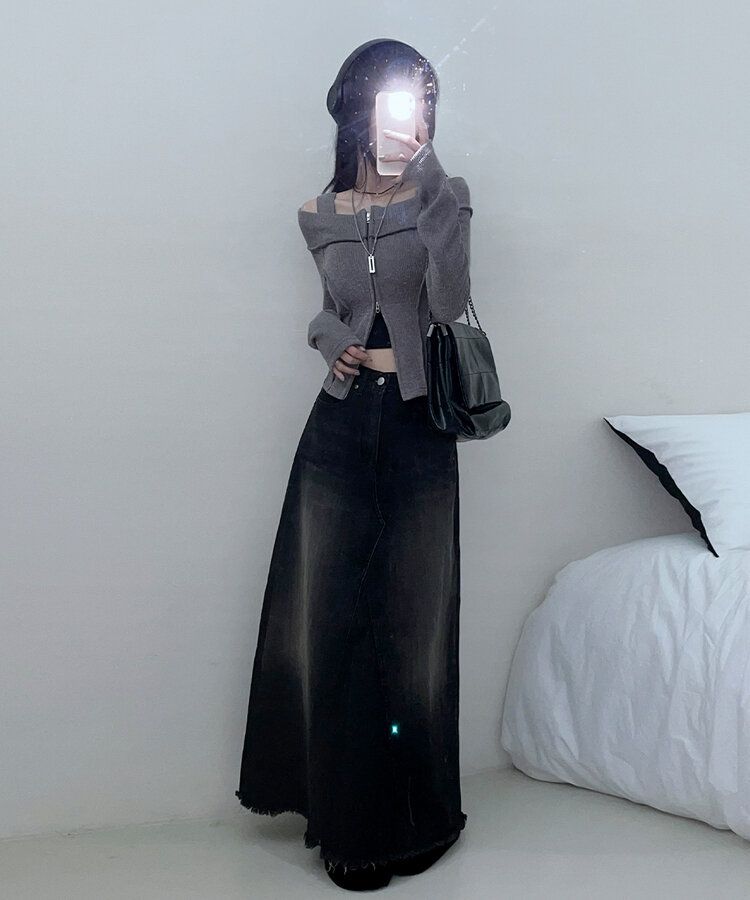 aermaboutique オフショルダートップス セール】オフショルダー胸元ハート型レース透かし編みトップス