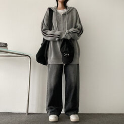 ディープウォッシングワイドデニムパンツ BLACK