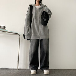 ディープウォッシングワイドデニムパンツ BLACK