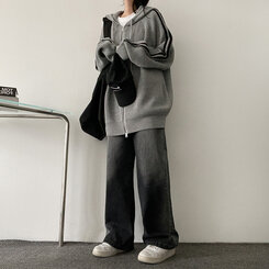 ディープウォッシングワイドデニムパンツ BLACK