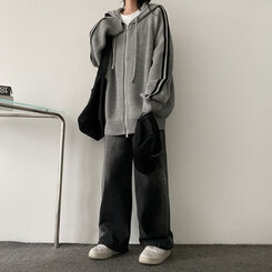 ディープウォッシングワイドデニムパンツ BLACK