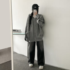 ディープウォッシングワイドデニムパンツ BLACK