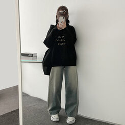 ディープウォッシングワイドデニムパンツ LIGHT DENIM