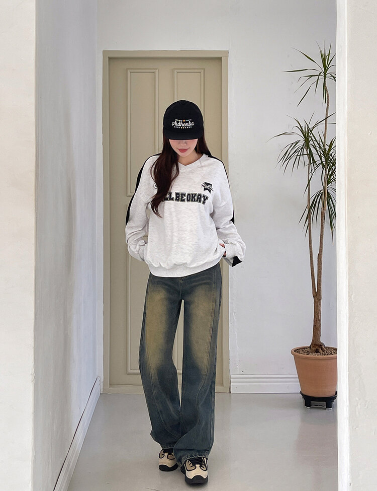 [丈別/S~XL]ビンテージウォッシングワイドデニム DEEP BLUE