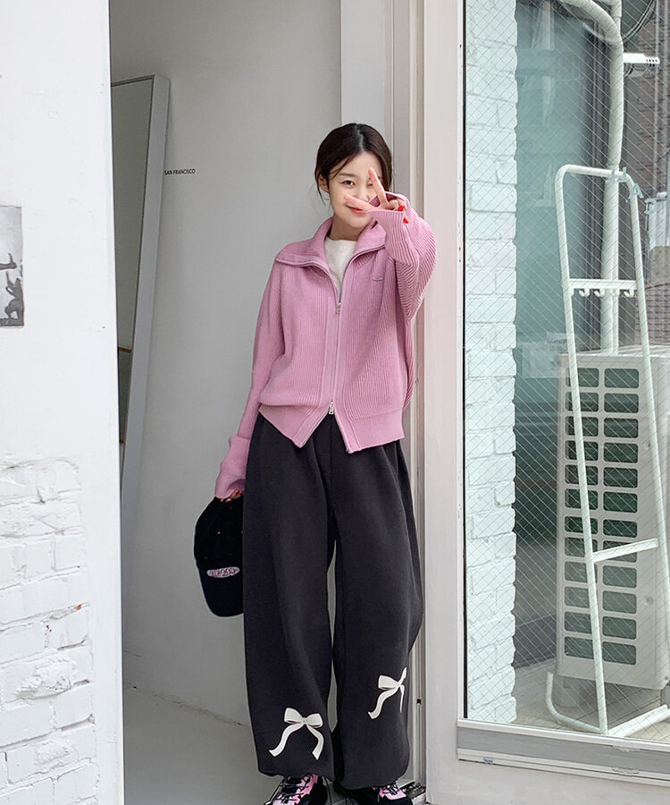 ラグランダブルジップアップニット10色｜ジャンパー｜韓国ファッション