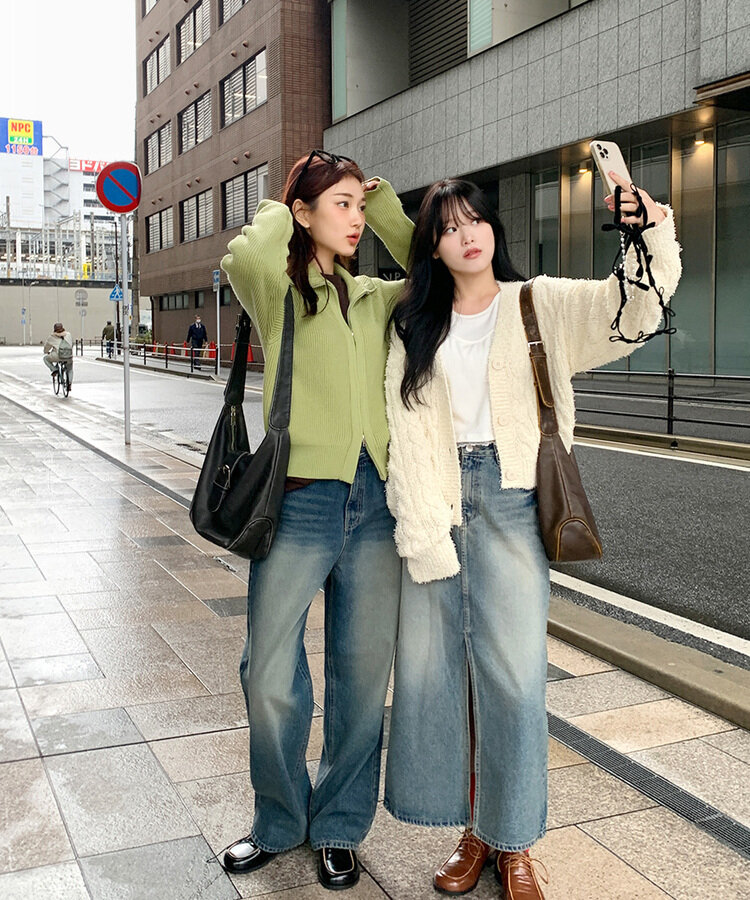 ラグランダブルジップアップニット10色｜ジャンパー｜韓国ファッション