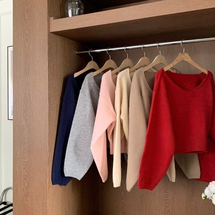 クロップドロップショルダーサイドボタンニット6色｜ニット｜韓国