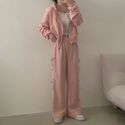 サイドリボンワイドパンツ7色 BABY PINK