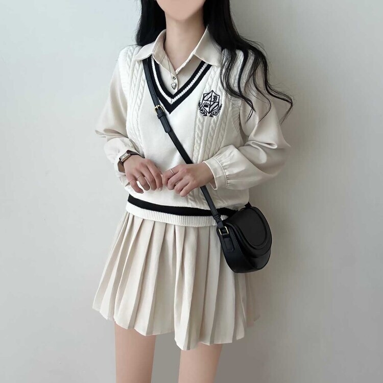 新品未使用　 PARTY アーガイルベスト付シャツミニワンピース ロイヤルパーティー ROYAL PARTY アーガイルベスト付シャツミニ