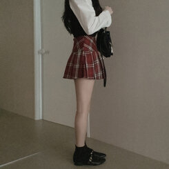チェックプリーツパンツインミニスカート｜ミニスカート｜韓国