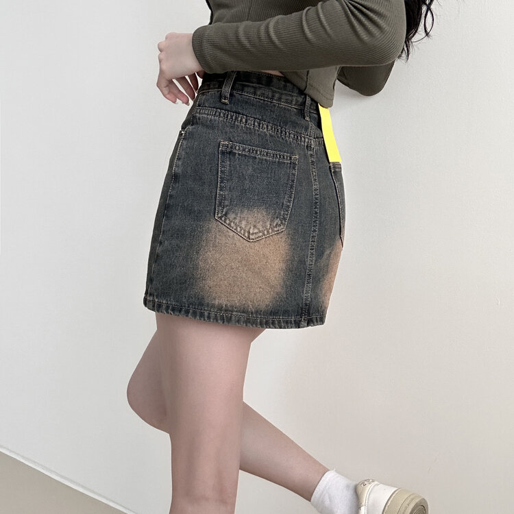 スカート デニム セール】ティアード 裾レース デニム ミニスカート パンツ