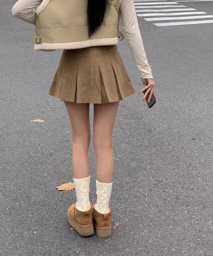 コーデュロイパンツインミニスカート BEIGE