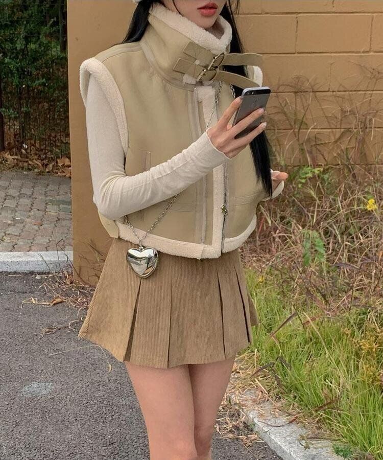 コーデュロイパンツインミニスカート BEIGE