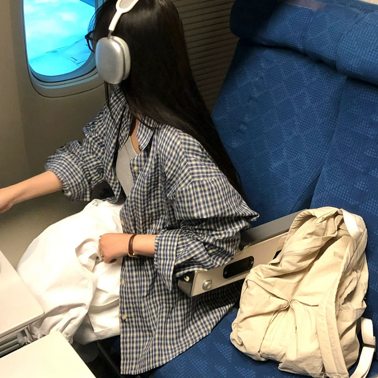 オーバーフィットポケットチェックシャツ BLUE