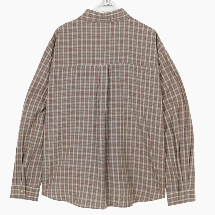 オーバーフィットポケットチェックシャツ