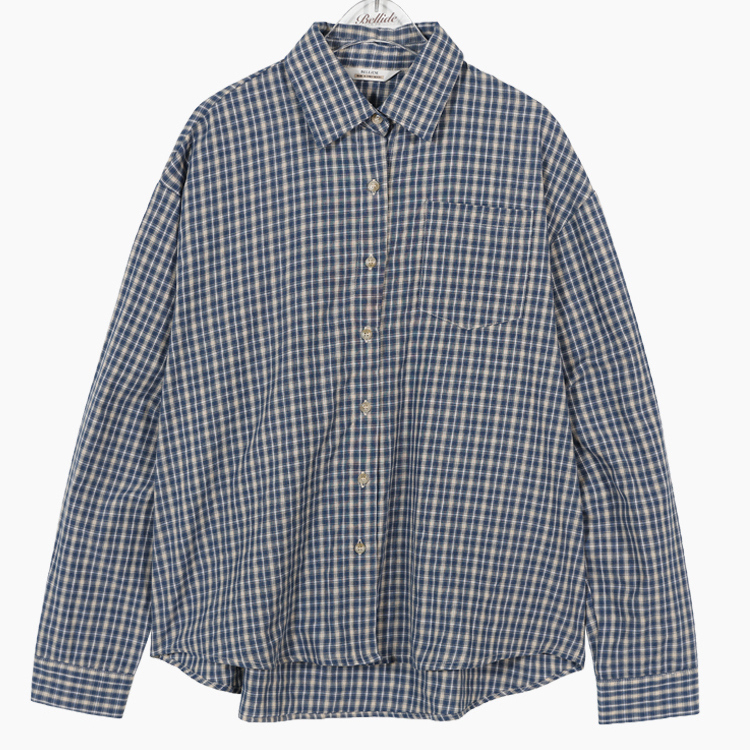 オーバーフィットポケットチェックシャツ